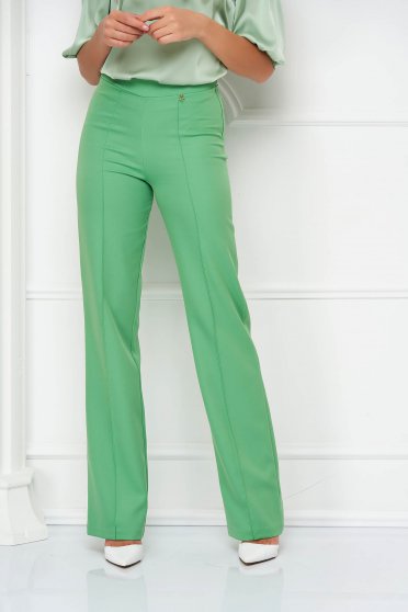 Magas derekú nadrágok,  méret: S, Világos zöld hosszú magas derekú bővülő nadrág enyhén rugalmas szövetből - StarShinerS - StarShinerS.hu