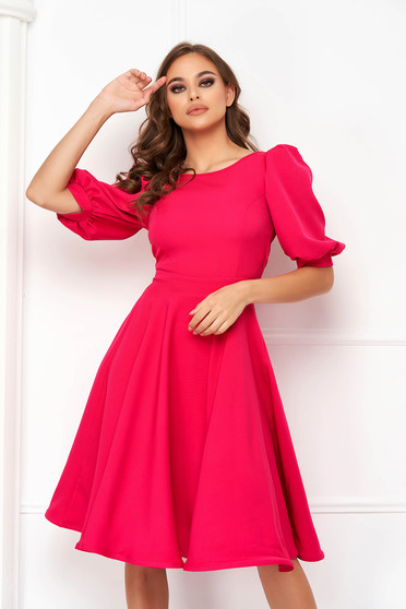 Rózsaszín ruhák, Fukszia midi harang ruha rugalmas szövetből - StarShinerS - StarShinerS.hu