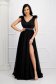 Fekete hosszú harang ruha tüllből csillogó és tollas díszítésekkel 4 - StarShinerS.hu
