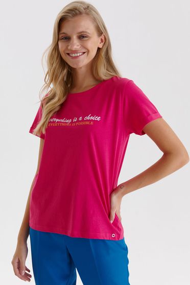 Casual trikók, Póló pink pamutból készült bő szabású - StarShinerS.hu