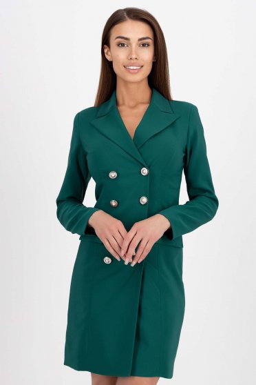 Nagy méretű ruhák zold,  méret: M, Zöld egyenes zakó tipusú ruha rugalmas szövetből - StarShinerS - StarShinerS.hu