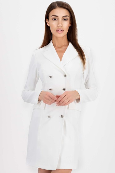 Irodai ruhák,  méret: XL, Fehér egyenes zakó tipusú ruha rugalmas szövetből - StarShinerS - StarShinerS.hu