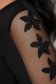 Fekete harang rakott, pliszírozott ruha enyhén rugalmas szövetből 3d virágos díszítéssel kivágott ujjrészekkel 6 - StarShinerS.hu