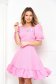 Világos rózsaszínű harang bő ujjú hímzett ruha enyhén rugalmas szövetből - StarShinerS 1 - StarShinerS.hu
