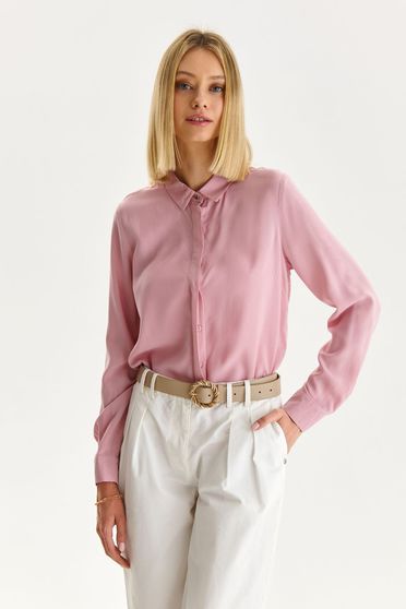 Hosszú ujjú ingek, Női ing pink muszlin bő szabású - StarShinerS.hu
