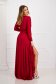 Piros hosszú harang lábon sliccelt ruha szatén hatásu muszlin anyagból 5 - StarShinerS.hu