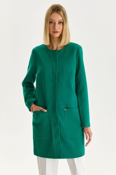 Egyenes szabású kabátok, Nagykabát zöld enyhén rugalmas szövetből egyenes - StarShinerS.hu