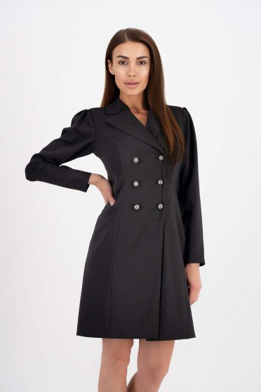 Elegáns ruhák,  méret: 4XL, Fekete zakó tipusú ruha enyhén rugalmas szövetből dekoratív gombokkal - StarShinerS - StarShinerS.hu
