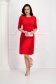 Piros krepp rakott, pliszírozott harang ruha öv típusú kiegészítővel 5 - StarShinerS.hu