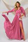 Pink muszlin harang alakú átlapolt ruha gumirozott derékrésszel 1 - StarShinerS.hu