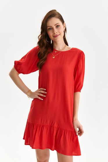 Bő ruhák, Ruha piros rövid bő szabású vékony anyag bő ujjú - StarShinerS.hu