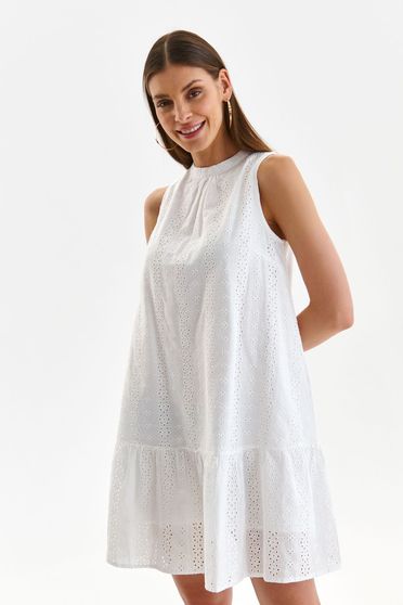 Kismama ruhák, Ruha fehér pamutból készült rövid bő szabású fodrok a ruha alján - StarShinerS.hu