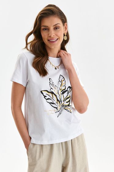 Kedvezmények pólók, Póló fehér pamutból készült bő szabású rövid ujjú - StarShinerS.hu