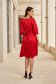 Piros vékony szatén anyagú midi harang ruha öv tipusú kiegészitővel gyöngy díszítéssel - StarShinerS 4 - StarShinerS.hu