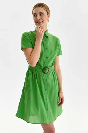 Kismama ruhák, Ruhák, marimea XL, Ruha zöld pamutból készült rövid bő szabású zsebes övvel ellátva - StarShinerS.hu