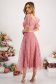 Pink midi harang ruha tüllből hímzett és csillámos díszítéssel öv típusú kiegészítővel 4 - StarShinerS.hu