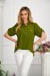 Bő szabású khaki zöld muszlin női blúz kreppes anyagal 1 - StarShinerS.hu