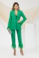 Női kosztüm zöld enyhén rugalmas szövetből tollas díszítés karcsusított szabású 2 - StarShinerS.hu
