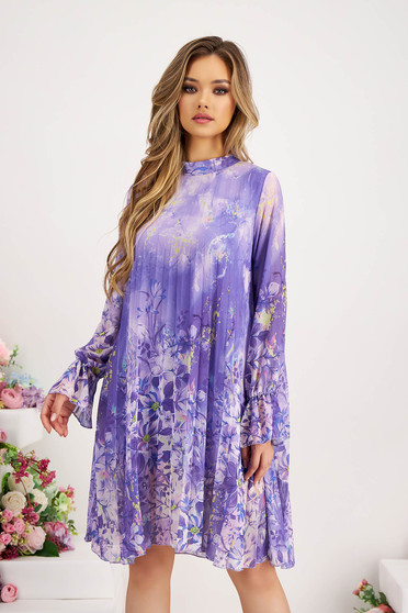 Nappali ruhák, Ruha muszlin rakott, pliszírozott rövid bő szabású virágmintás - StarShinerS.hu