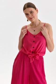 Pink könnyed anyagú rövid bő szabású pántos női ing