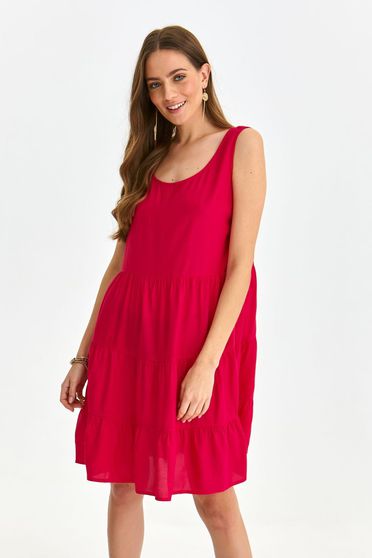 Kismama ruhák, Ruhák, marimea XL, Pink rövid bő szabású könnyed anyagú ruha kerekített dekoltázssal - StarShinerS.hu