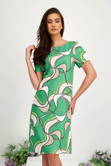 Zöld ruhák, Vékony szaténos anyagú rövid egyenes ruha - StarShinerS.hu