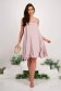 Muszlin rövid bő szabású púder rózsaszín ruha, virág alakú brossal - StarShinerS 6 - StarShinerS.hu