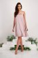 Muszlin rövid bő szabású púder rózsaszín ruha, virág alakú brossal - StarShinerS 4 - StarShinerS.hu