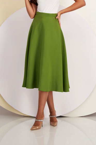 Női szoknyák  zold, Khaki zöld - StarShinerS harang szoknya szövetből midi - StarShinerS.hu