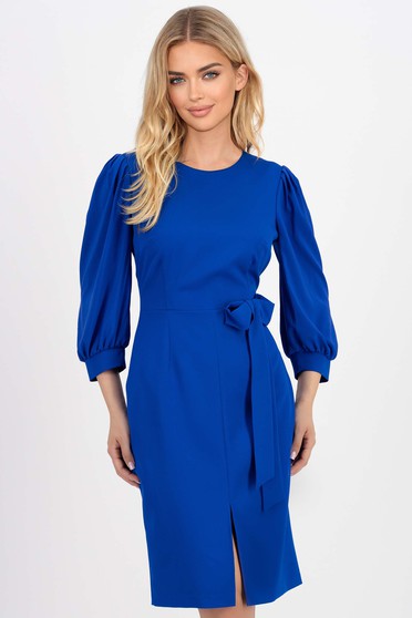 Kék ruhák, Kék rugalmas szövet ceruza ruha, térdigérő - StarShinerS.hu