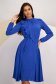 Muszlin midi harang ruha - kék, gumirozott derékrésszel, elől fodros díszitéssel - StarShinerS 6 - StarShinerS.hu