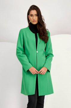 Zöld szövet kabát egyenes szabással