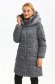 Szürke lenyűgöző Top Secret kabát egyenes szabással és környezetbarát szőrme betétekkel a kapucniján 1 - StarShinerS.hu