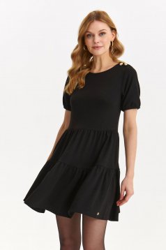Vékony anyagú rövid harang ruha - fekete, rövidujjú