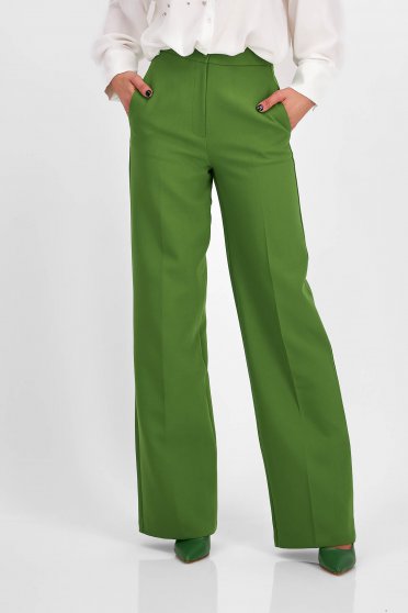Magas derekú nadrágok,  méret: S, Zöld pamutból készült hosszú bővülő magas derekú - StarShinerS.hu