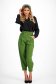 Zöld pamutból készült nadrág zsebes öv típusú kiegészítővel 3 - StarShinerS.hu