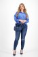 Női ing kék pamutból készült bő szabású elől egy zseb strassz köves díszítés 4 - StarShinerS.hu