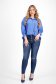 Női ing kék pamutból készült bő szabású elől egy zseb strassz köves díszítés 6 - StarShinerS.hu