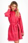 Pink ruha vékony anyag rövid bő szabású csipke díszítéssel övvel ellátva 1 - StarShinerS.hu
