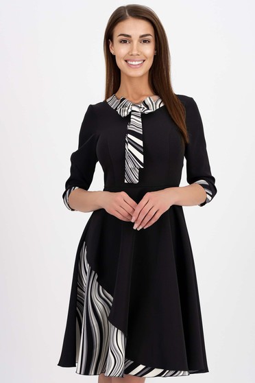 Irodai ruhák fekete,  méret: M, Midi harang ruha szövetből masni alakú kiegészítővel - StarShinerS - StarShinerS.hu