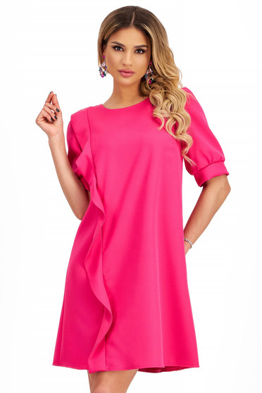 Rózsaszín ruhák, Ruha pink - StarShinerS rugalmas szövet a-vonalú fodros - StarShinerS.hu