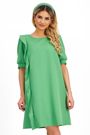 Nagy méretű ruhák, Ruha zöld - StarShinerS rugalmas szövet a-vonalú fodros - StarShinerS.hu