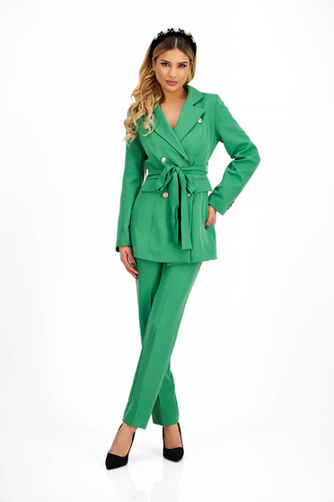 Office kosztümök, Női kosztüm zöld rugalmas szövet övvel ellátva - StarShinerS.hu