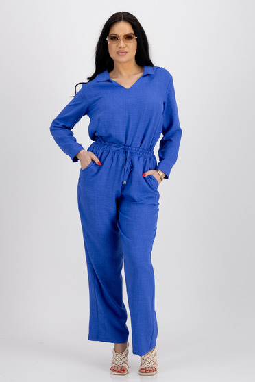 Női kosztümök, vékony anyag,  méret: 3XL, Női kosztüm kék georgette bő szabású - StarShinerS.hu