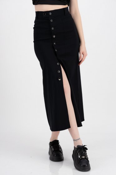 Női szoknyák ,  méret: XL, Szoknya fekete midi ceruza elöl felsliccelt magas derekú - StarShinerS.hu