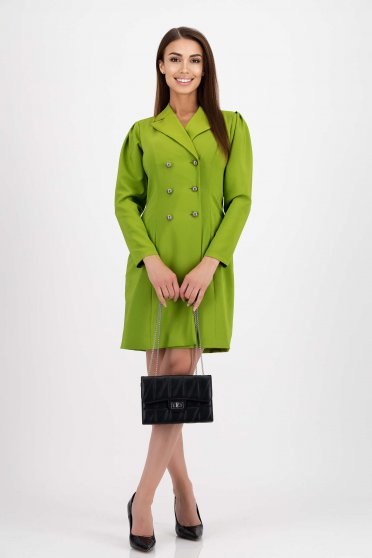 Hosszú ujjú ruhák, Ruhák,  marimea L, Lime zöld zakó tipusú ruha enyhén rugalmas szövetből dekoratív gombokkal - StarShinerS - StarShinerS.hu