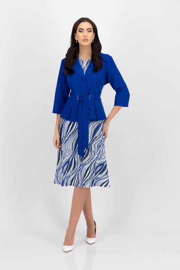 Női kosztümök kek,  méret: 5XL, Szett kék rugalmas szövet absztrakt - StarShinerS.hu