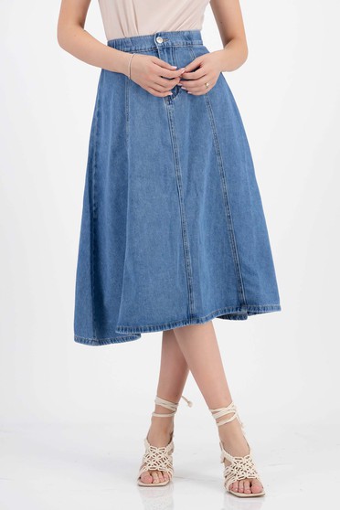 Női szoknyák ,  méret: XL, Szoknya kék midi harang gumírozott derekú farmerből - StarShinerS.hu