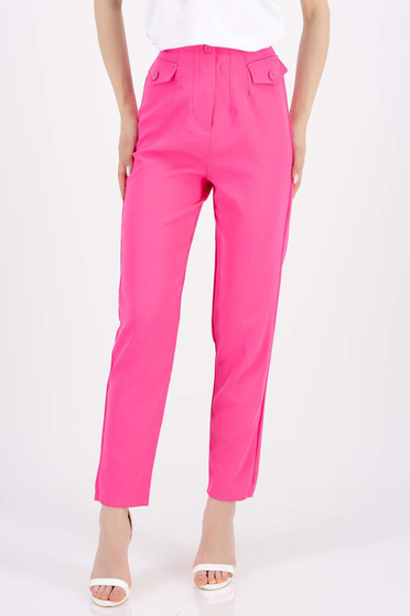 Magas derekú nadrágok pink, Nadrág pink hosszú egyenes pamutból készült álzsebek - StarShinerS.hu