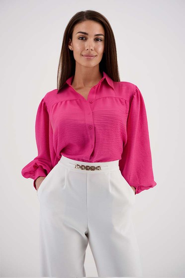 Hosszú ujjú ingek,  méret: M, Női ing pink pamutból készült bő szabású bő ujjú - StarShinerS.hu